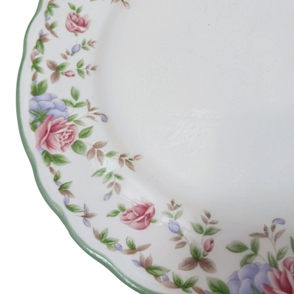 Epoch MORNING ROSE Dinner Plate Floral Roses Green trim Replacement Grannycore - Picture 2 of 16